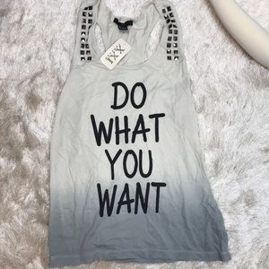 Graphic studded tank top